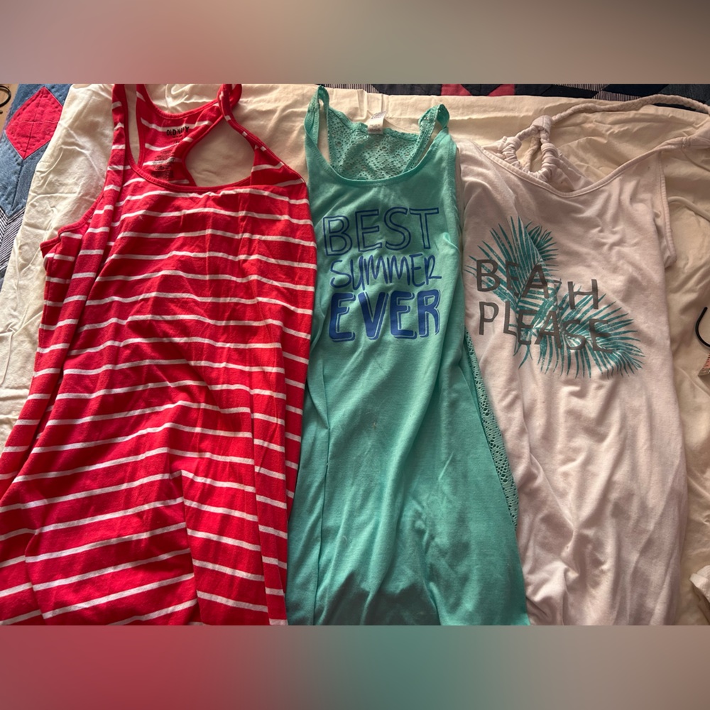 Colorful Graphic and Striped Tank beach cover ups